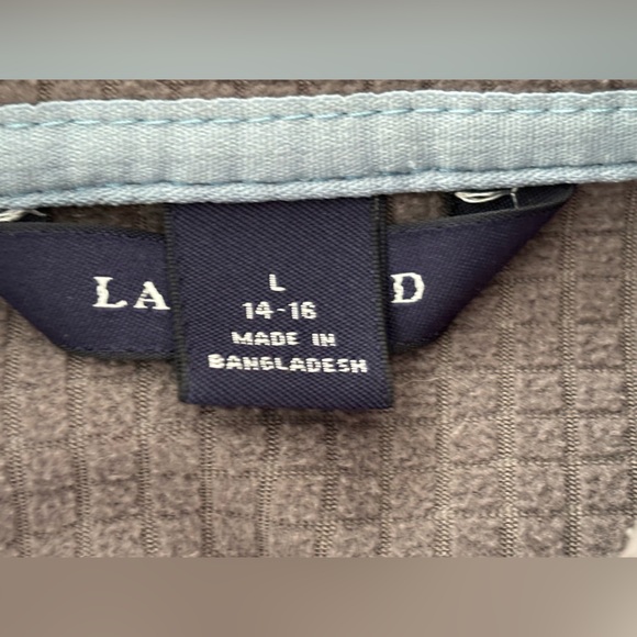 Lands End Women’s Full Zip Mock Neck Zipper Pocket Fleece Windcheck Jacket L - Picture 6 of 11